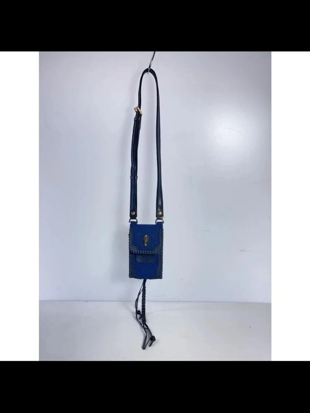 Mulberry Blue Canvas and Leather Crossbody Pouch